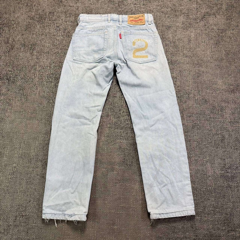 Dsquared2 Jeans Mens 28 Light Wash True Artist Club Straight Leg Graphic Blue
